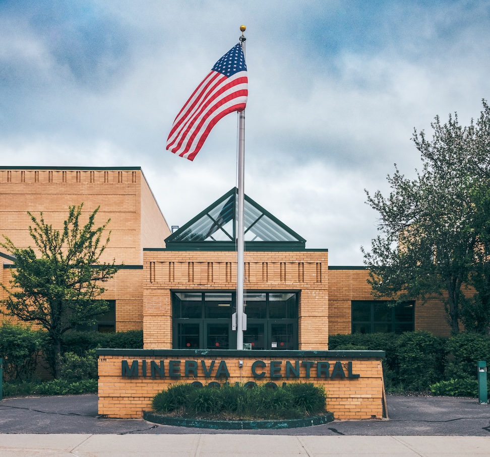 Front of Minerva Central School in the Adirondacks